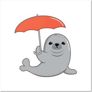 Seal with Umbrella Posters and Art